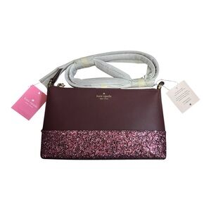 NWT Kate Spade Flash Glitter Fabric Mixed Crossbody Bag K8711 $279 Cherrywood